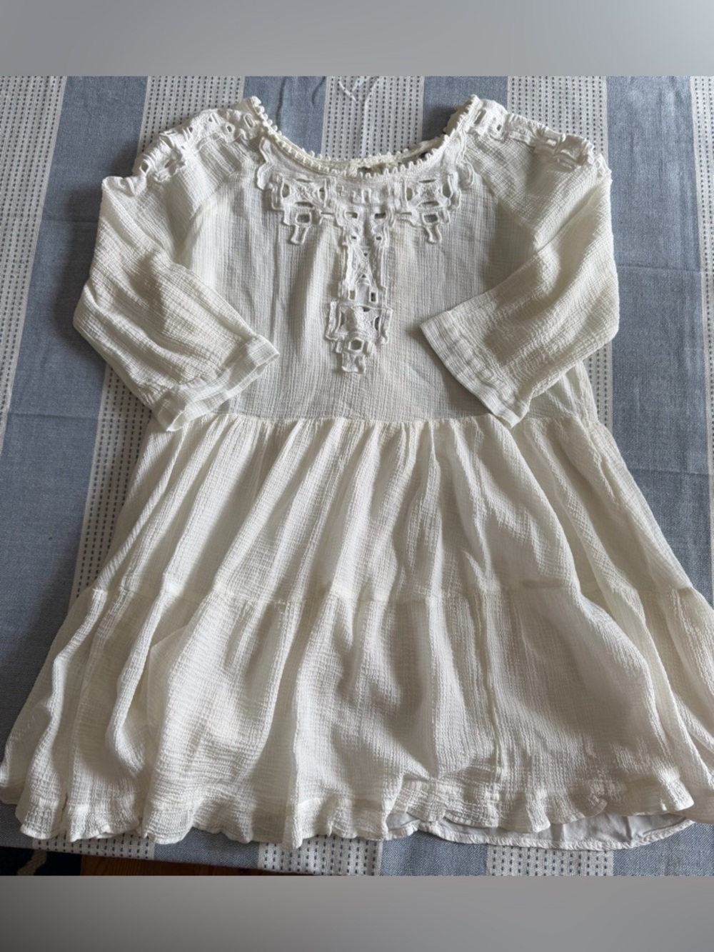 Free People Mini Dress with Eyelet Detail- Ivory - Picture 2 of 8